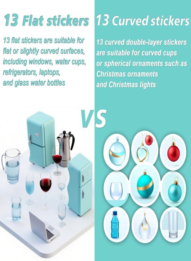 TROECE TT 26Pcs Christmas Stickers Combo - Flat for Windows, Cups & Curved for Ornaments, Xmas Balls (Waterproof + Wrinkle-Free) - Image 3